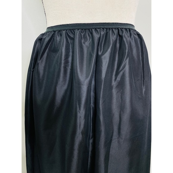 Vintage Vassarette Black Nylon Skirt Slip Women Medium Front Slit Long MCM Femme - Picture 3 of 7